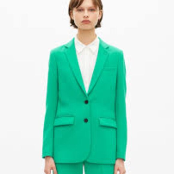 NWT The Kooples Green Crepe Double Button Suit Jacket Size FR42/US10 - Picture 1 of 14